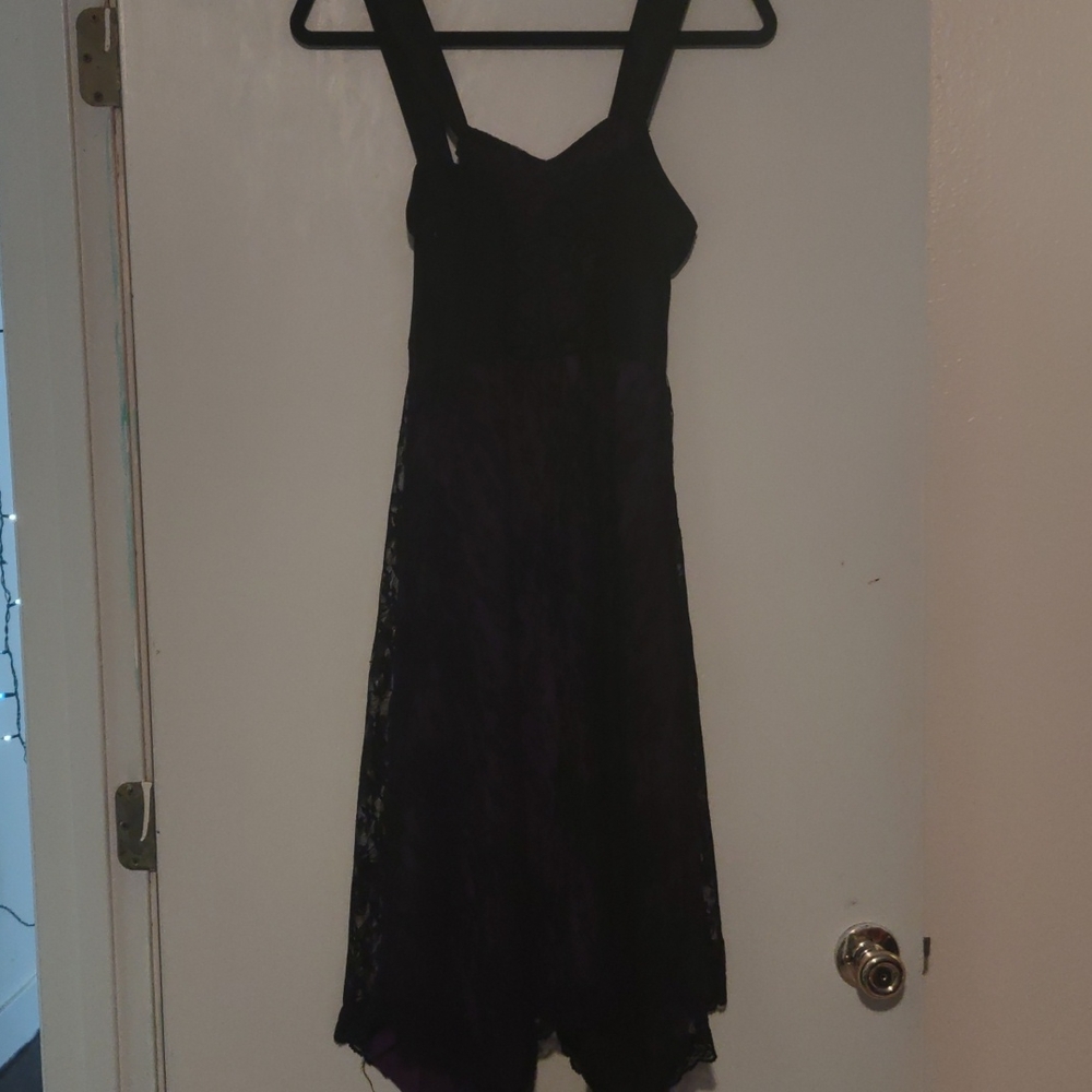Gothic Lace up purple and black lace Dress
